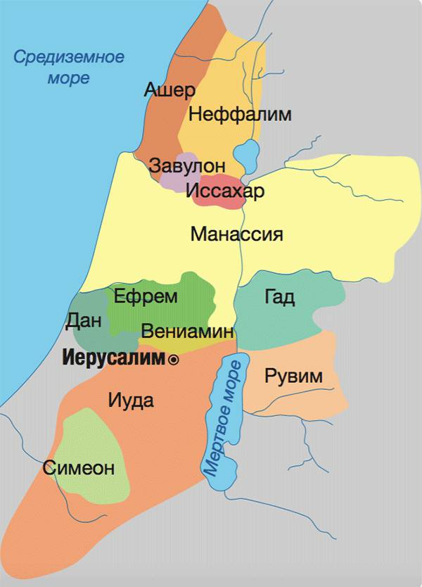 12 колен Израиля на земле обетованной